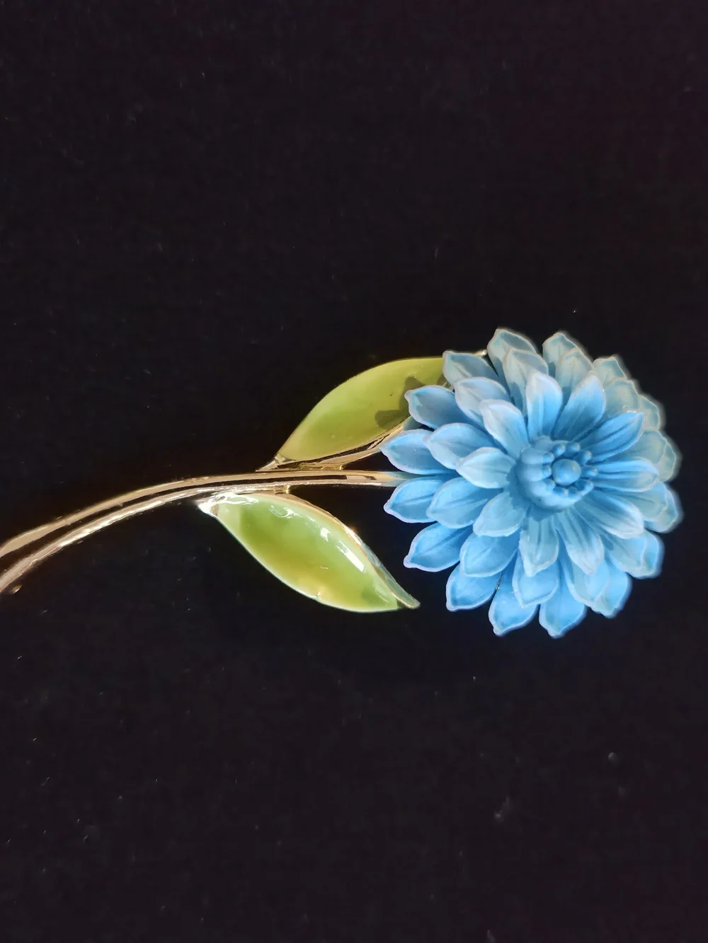 VTG Stamped JJ Blue/green Flower Enamel Brooch